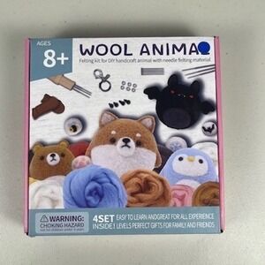Wool Animal 4-Set Needle Felting Kit DIY Shiba Inu Bat Bear Penguin WA0706-09